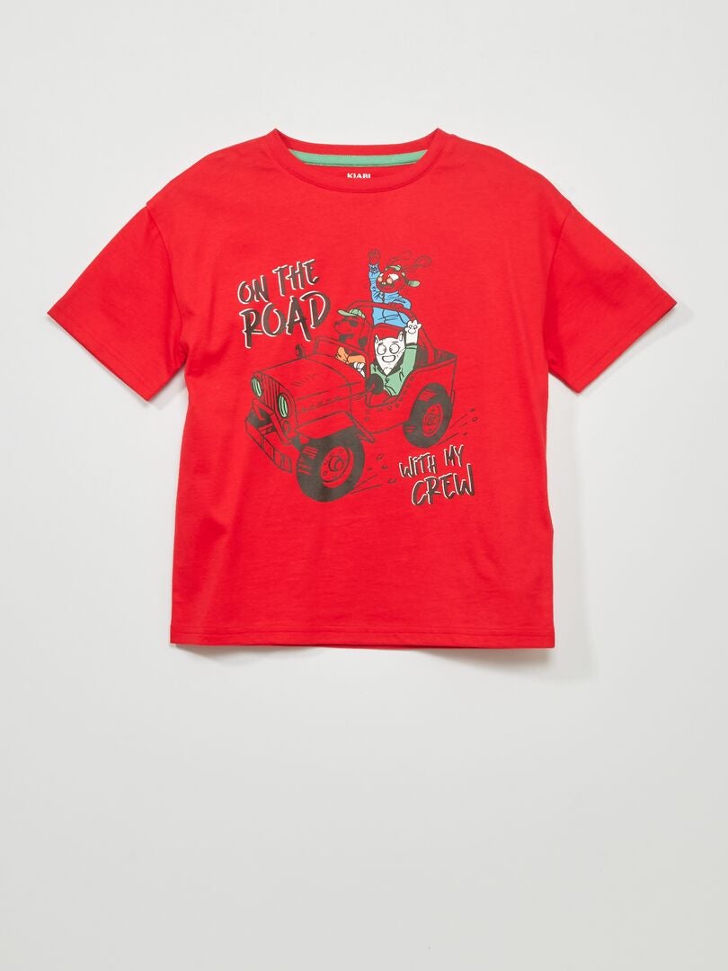 Camiseta estampada de manga corta ROJO - Kiabi