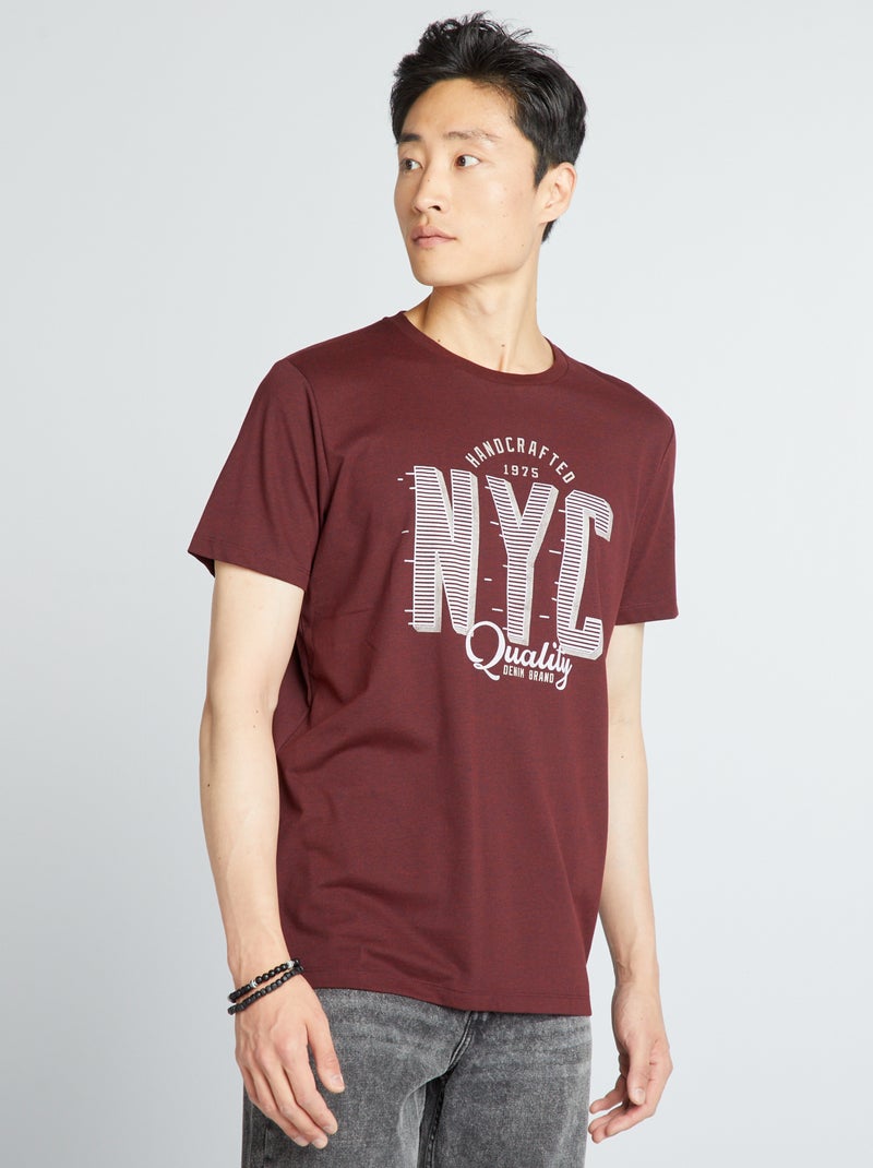 Camiseta estampada de manga corta ROJO - Kiabi