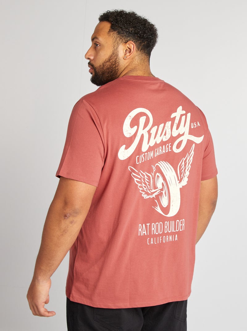 Camiseta estampada de manga corta ROJO - Kiabi