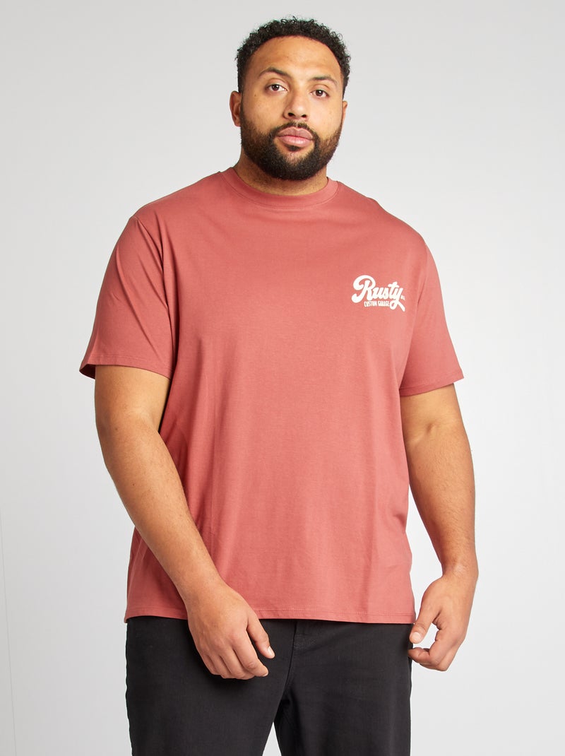 Camiseta estampada de manga corta ROJO - Kiabi