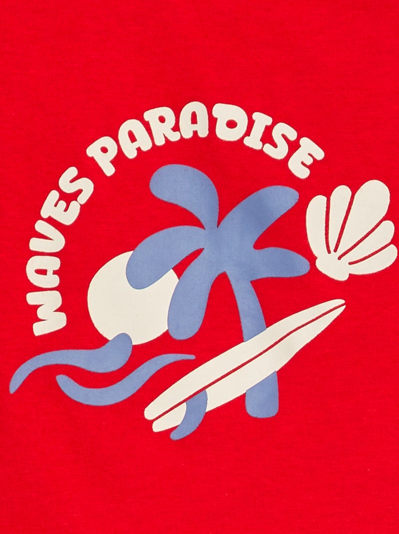 Camiseta estampada de manga corta ROJO - Kiabi