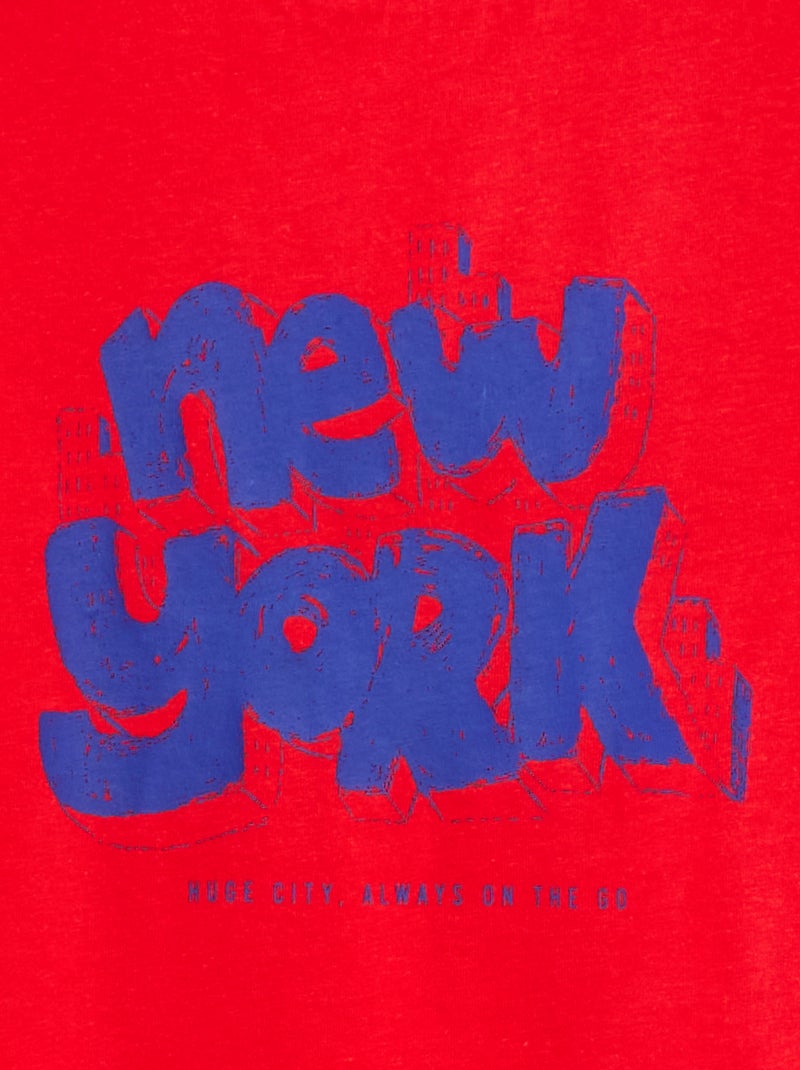 Camiseta estampada de manga corta ROJO - Kiabi