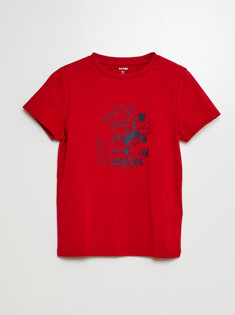 Camiseta estampada de manga corta ROJO - Kiabi