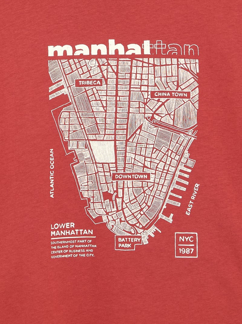 Camiseta estampada de manga corta Rojo - Kiabi