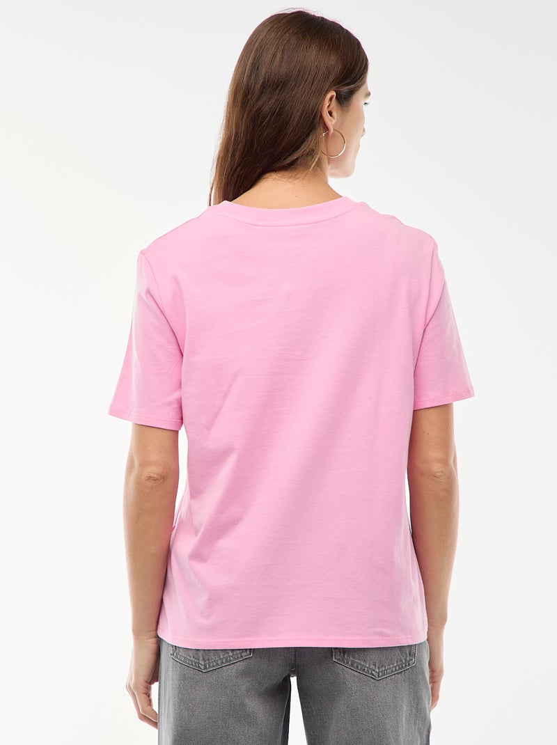 Camiseta estampada de manga corta Rosa - Kiabi