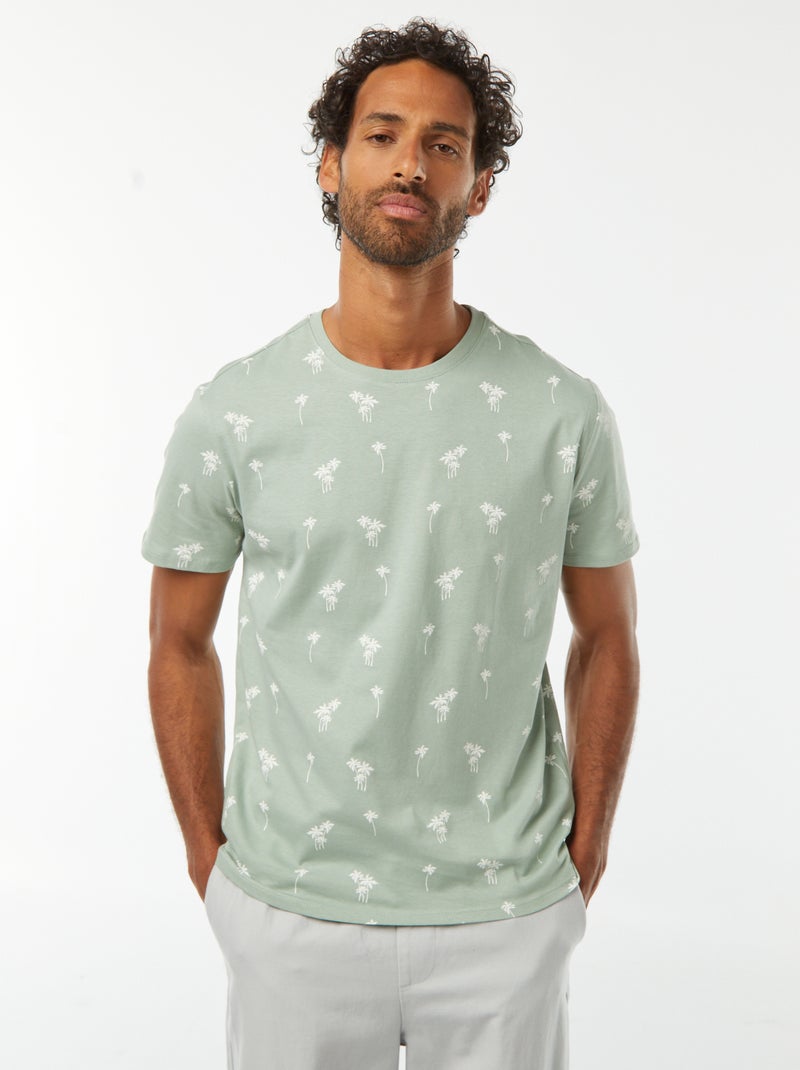 Camiseta estampada de manga corta Verde - Kiabi