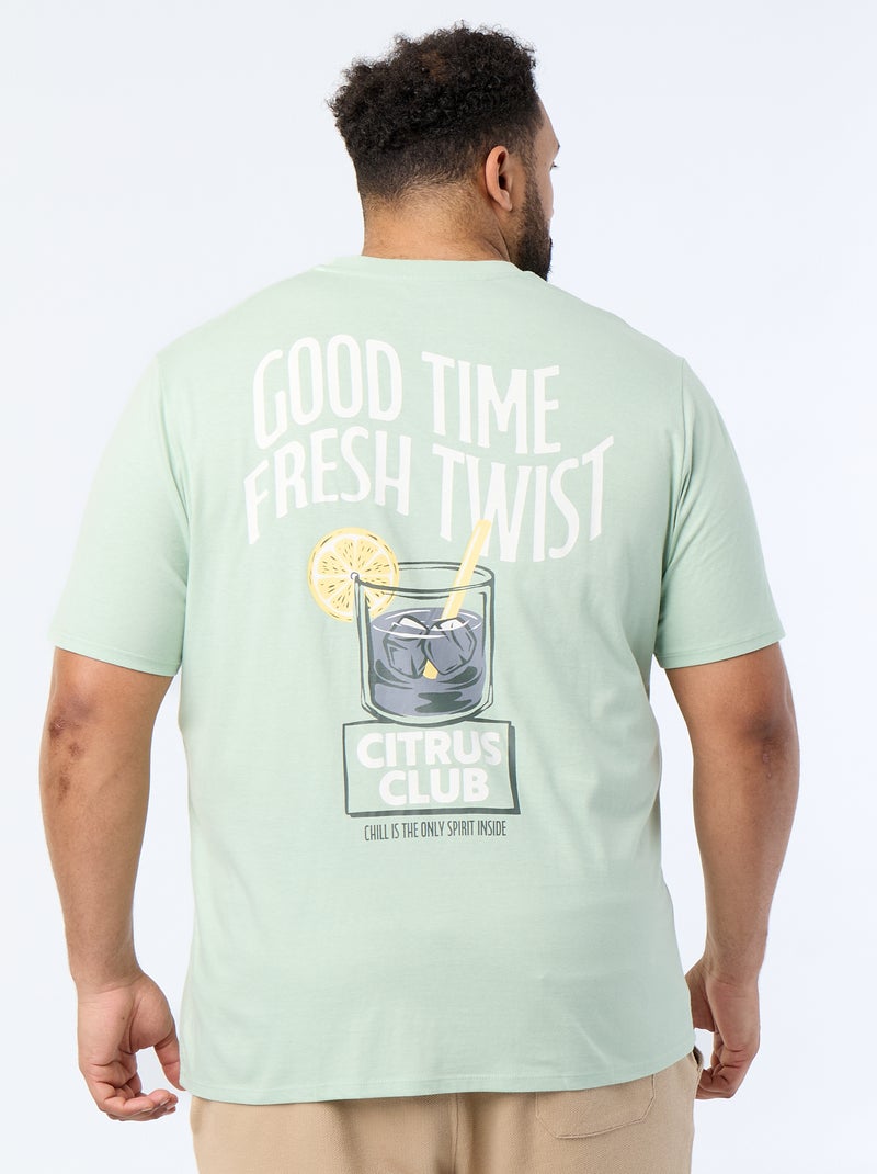 Camiseta estampada de manga corta Verde - Kiabi