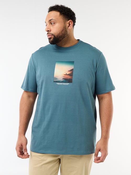 Camiseta estampada de manga corta y cuello redondo - Kiabi