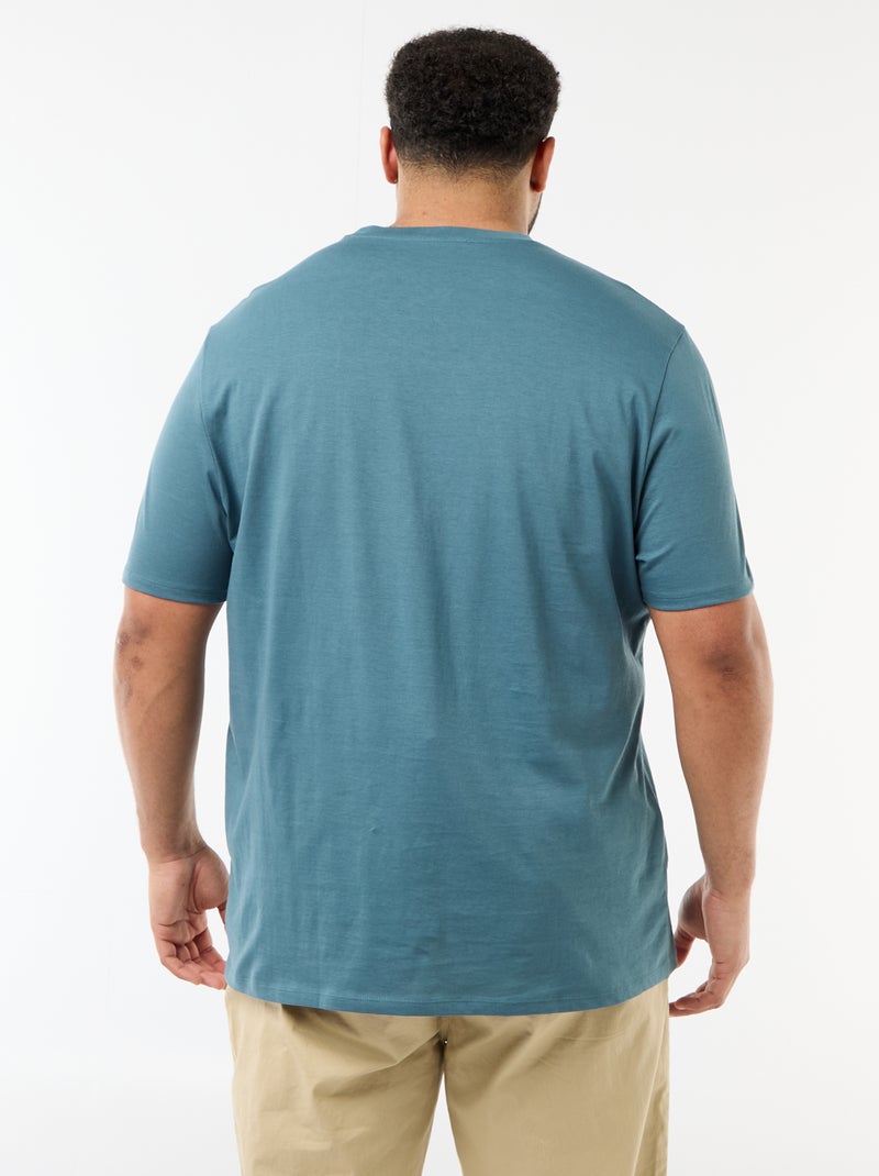Camiseta estampada de manga corta y cuello redondo Azul - Kiabi