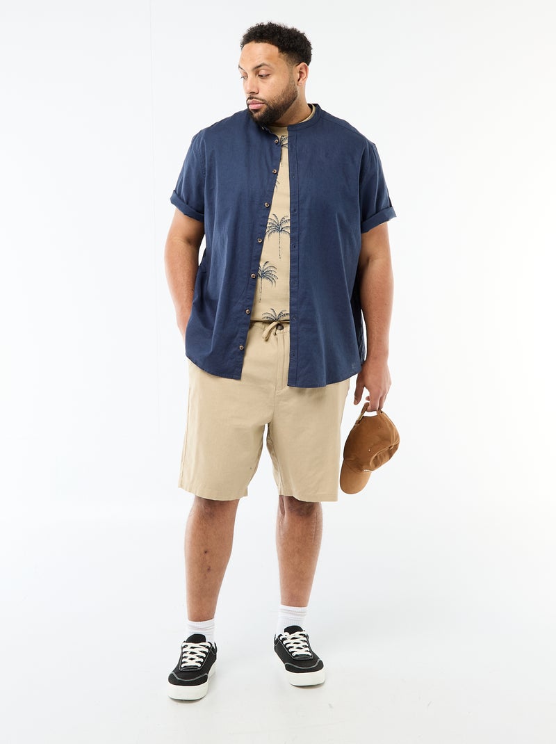 Camiseta estampada de manga corta y cuello redondo Beige - Kiabi
