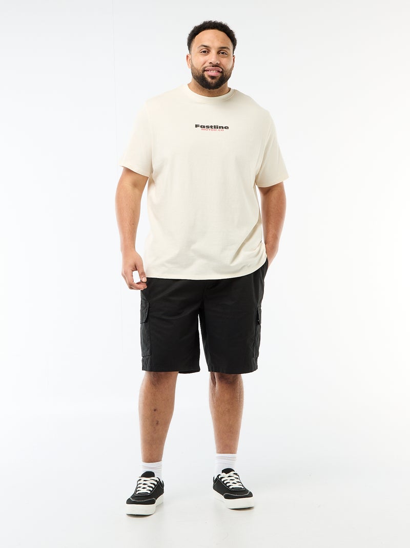 Camiseta estampada de manga corta y cuello redondo Blanco - Kiabi