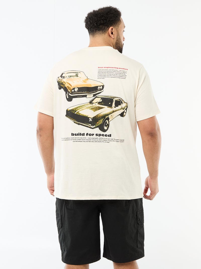 Camiseta estampada de manga corta y cuello redondo Blanco - Kiabi