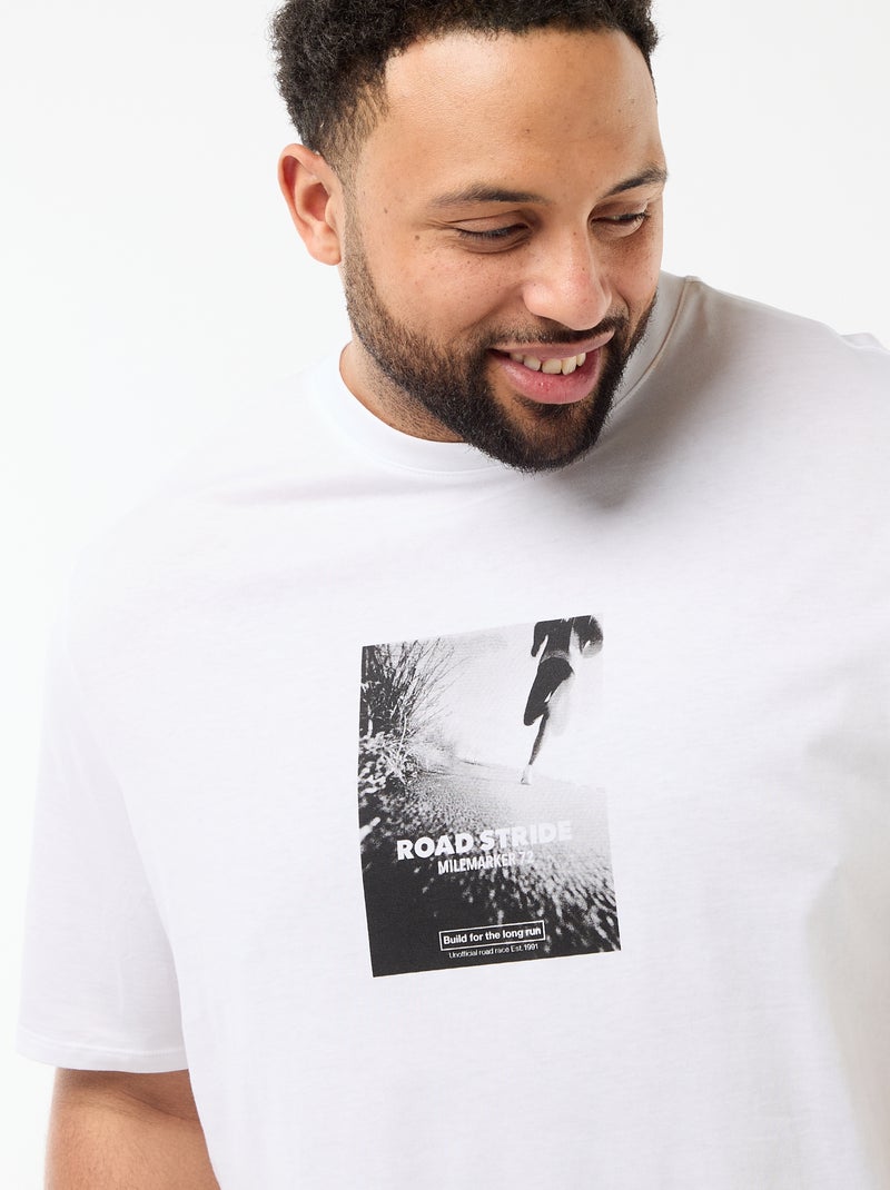 Camiseta estampada de manga corta y cuello redondo Blanco - Kiabi