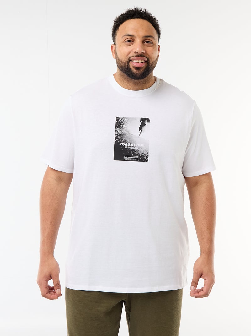 Camiseta estampada de manga corta y cuello redondo Blanco - Kiabi