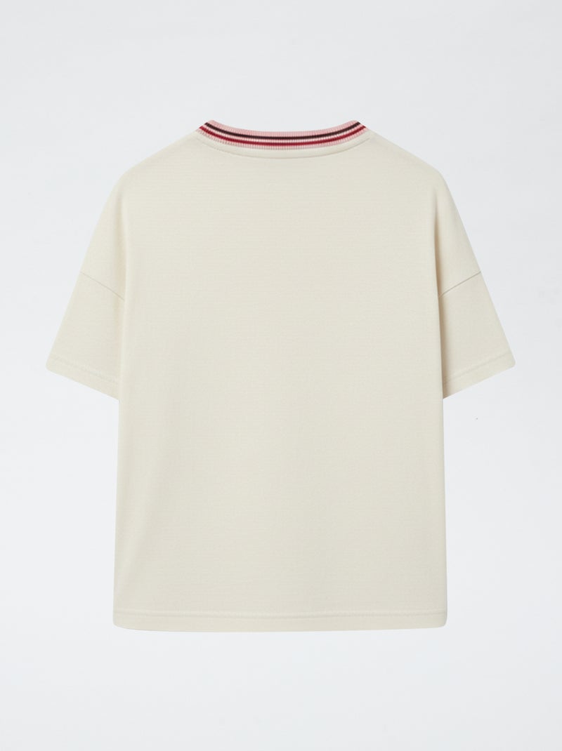 Camiseta estampada de manga corta y cuello redondo Blanco - Kiabi