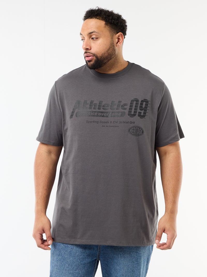 Camiseta estampada de manga corta y cuello redondo Gris - Kiabi