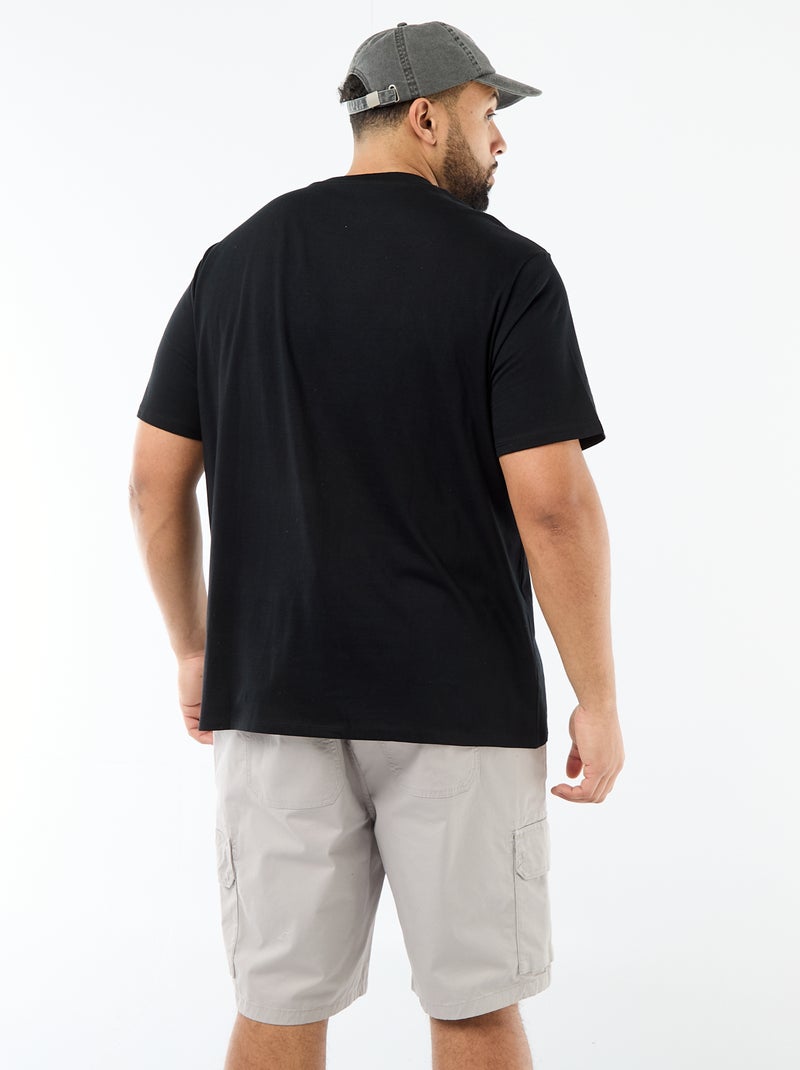 Camiseta estampada de manga corta y cuello redondo Negro - Kiabi