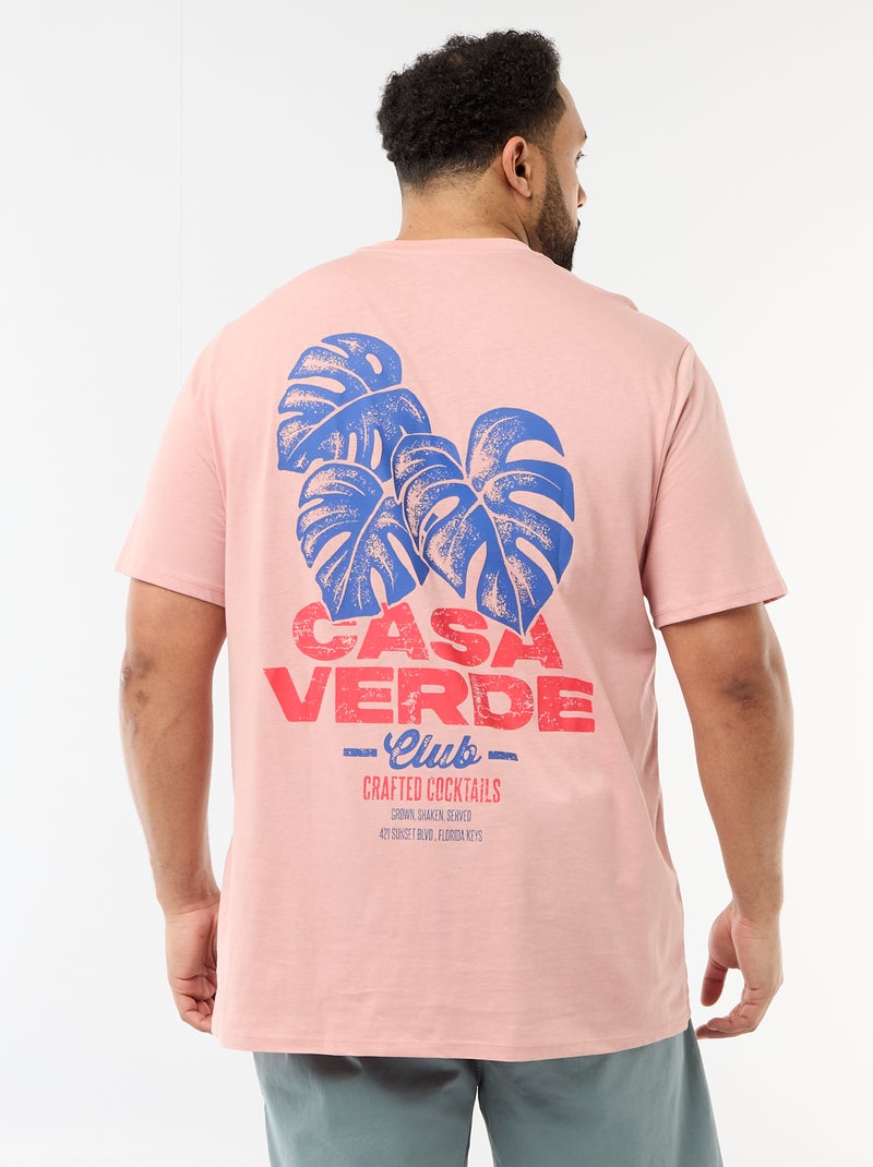Camiseta estampada de manga corta y cuello redondo Rosa - Kiabi
