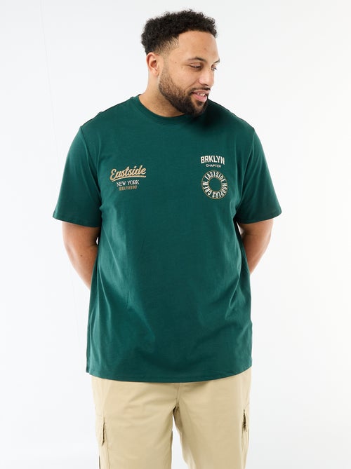 Camiseta estampada de manga corta y cuello redondo - Kiabi Camiseta estampada de manga corta y cuello redondo - Kiabi