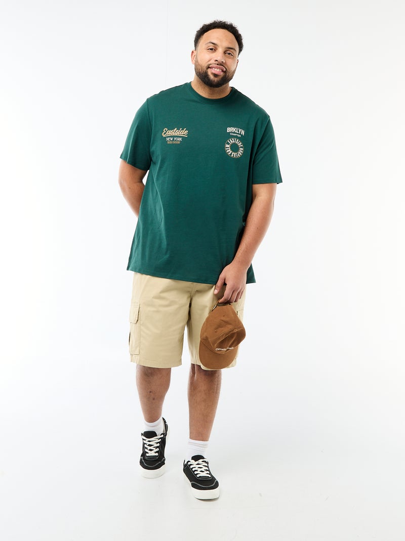 Camiseta estampada de manga corta y cuello redondo Verde - Kiabi