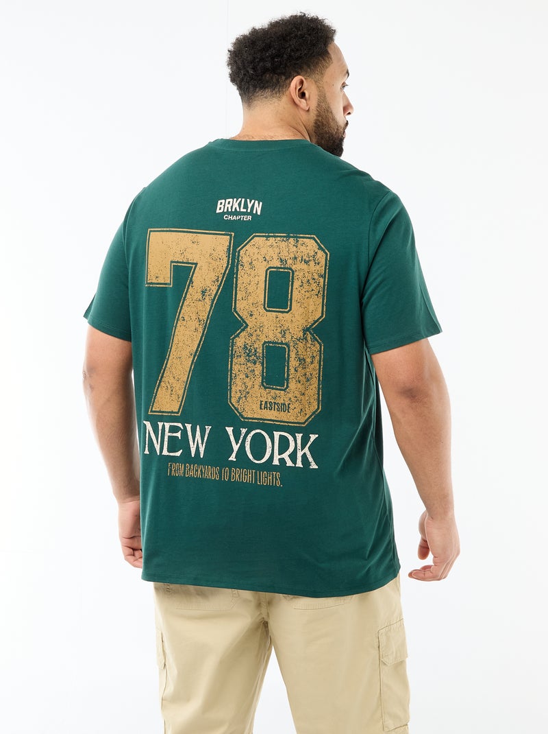 Camiseta estampada de manga corta y cuello redondo Verde - Kiabi