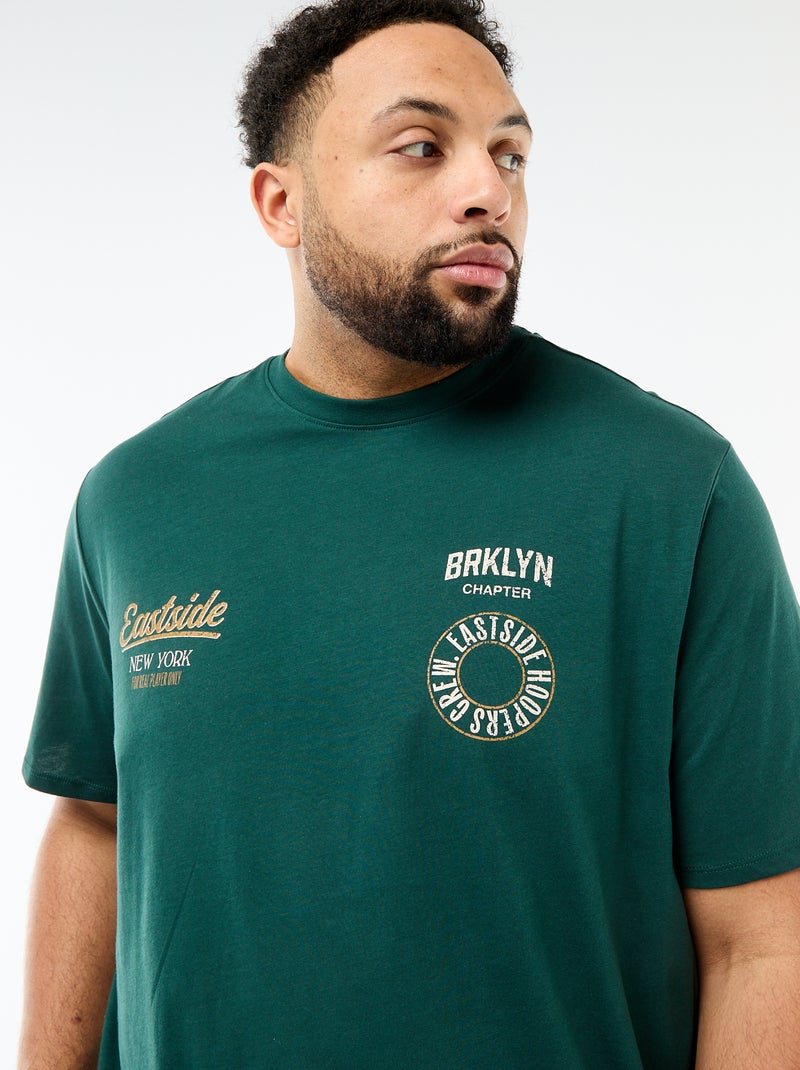 Camiseta estampada de manga corta y cuello redondo Verde - Kiabi