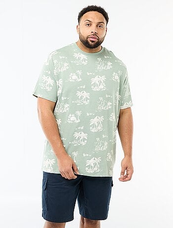 Camiseta estampada de manga corta y cuello redondo