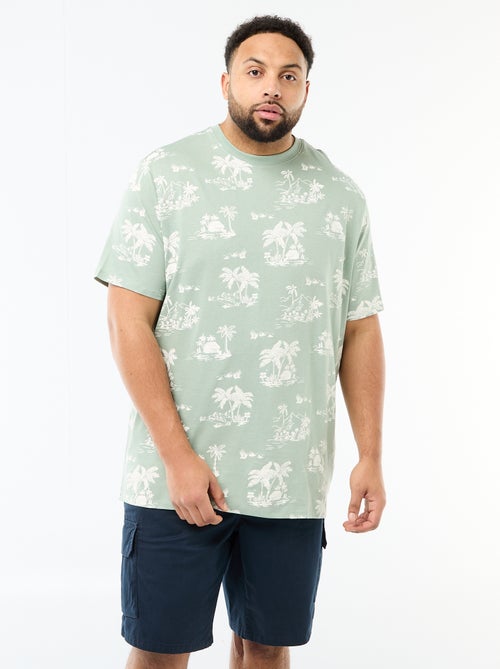 Camiseta estampada de manga corta y cuello redondo - Kiabi