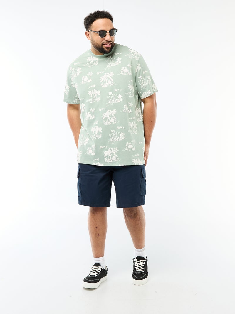 Camiseta estampada de manga corta y cuello redondo Verde - Kiabi