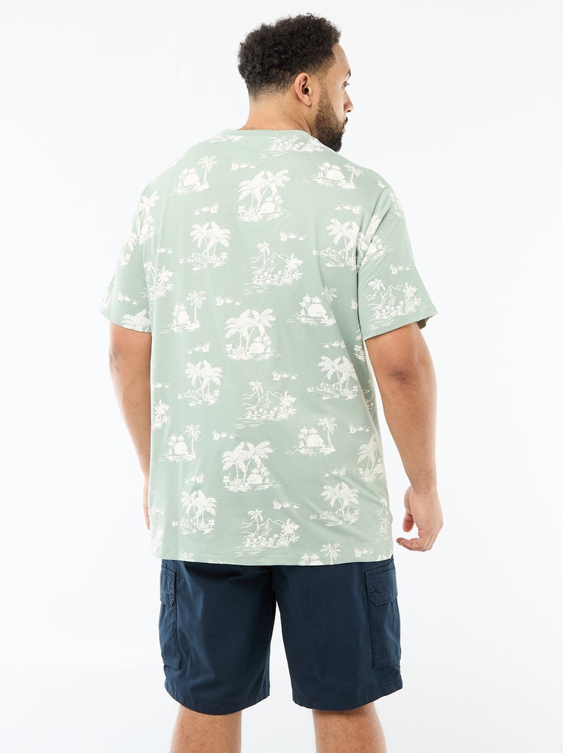 Camiseta estampada de manga corta y cuello redondo Verde - Kiabi