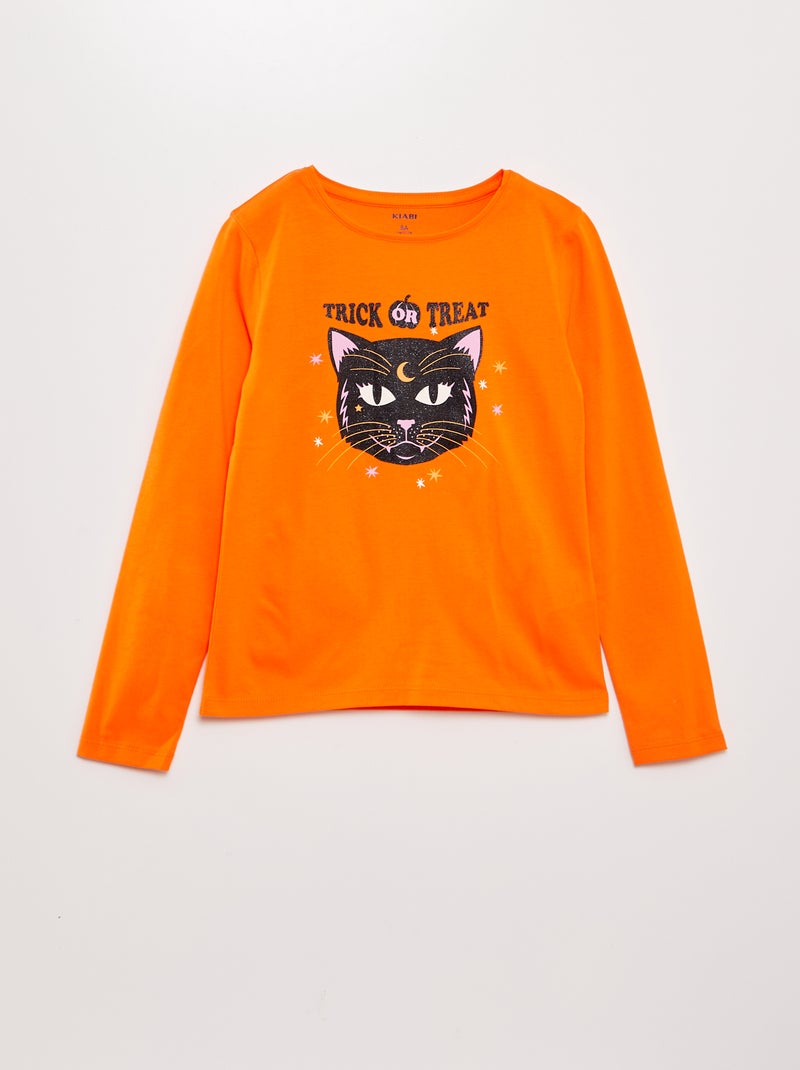 Camiseta estampada de manga larga - Halloween NARANJA - Kiabi