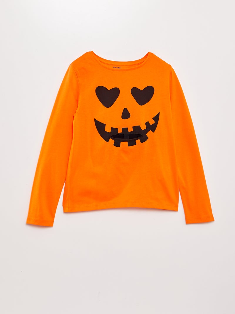 Camiseta estampada de manga larga - Halloween NARANJA - Kiabi