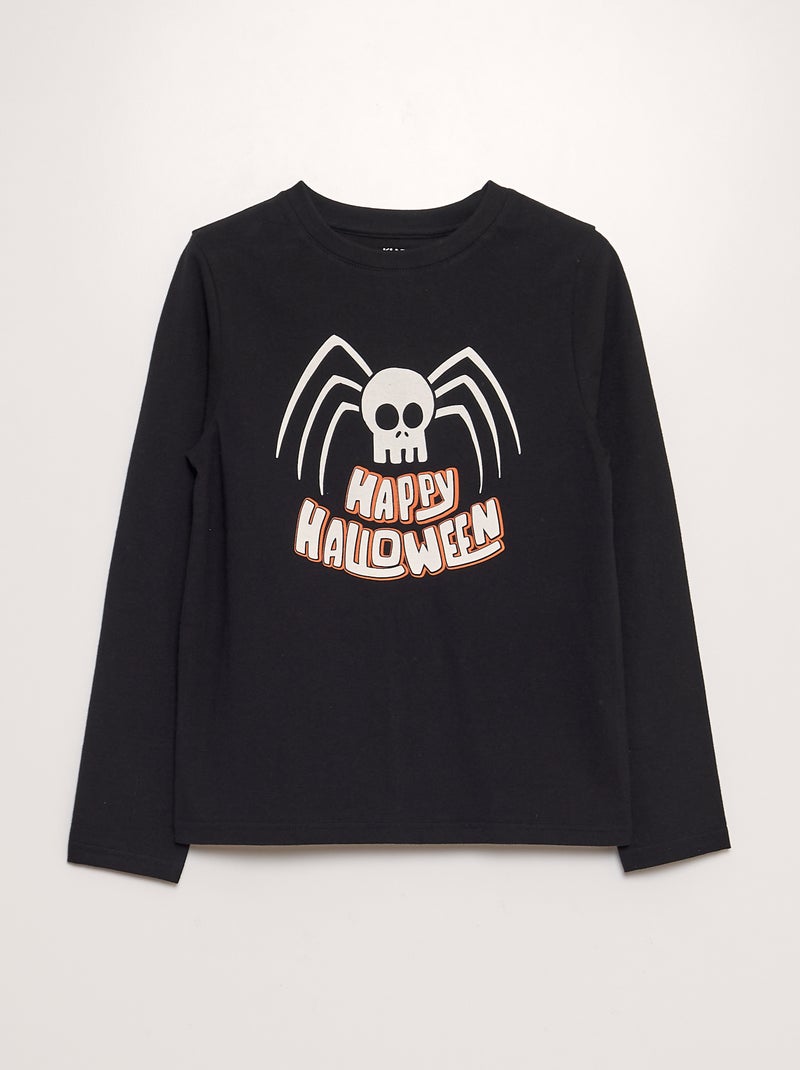 Camiseta estampada de manga larga - Halloween NEGRO - Kiabi