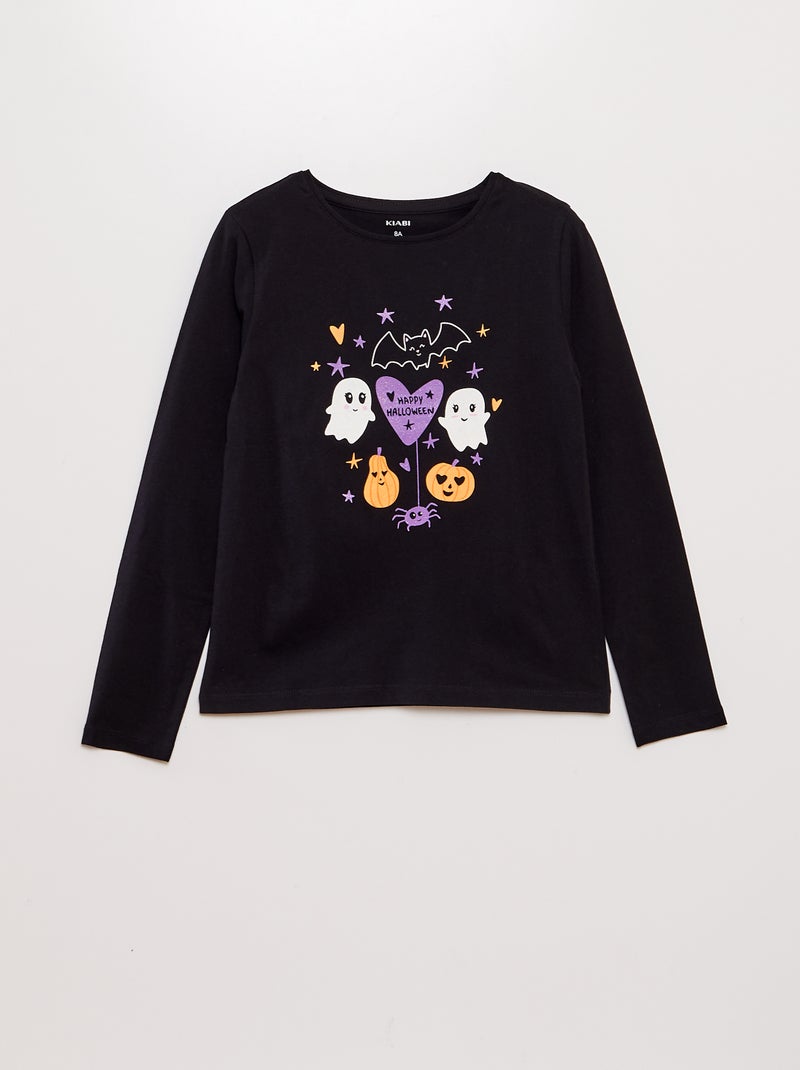 Camiseta estampada de manga larga - Halloween NEGRO - Kiabi