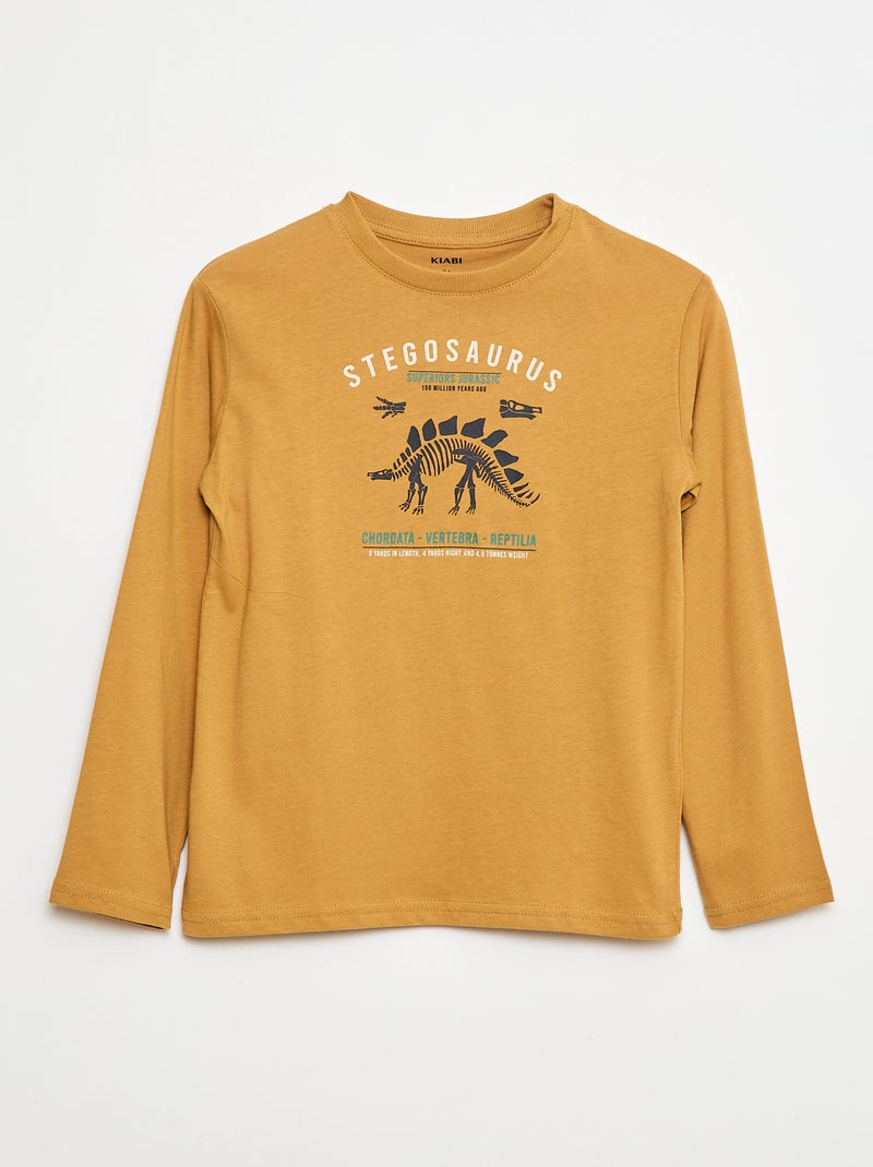 Camiseta estampada de manga larga Amarillo - Kiabi