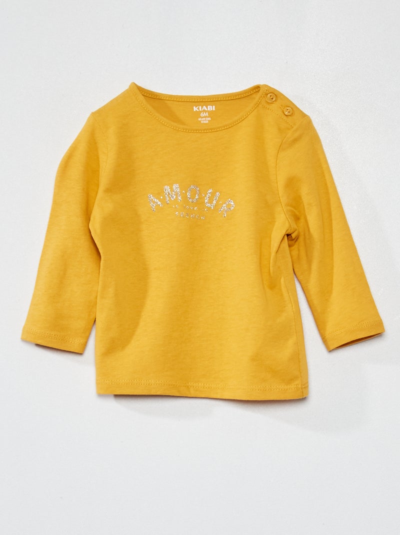 Camiseta estampada de manga larga AMARILLO - Kiabi