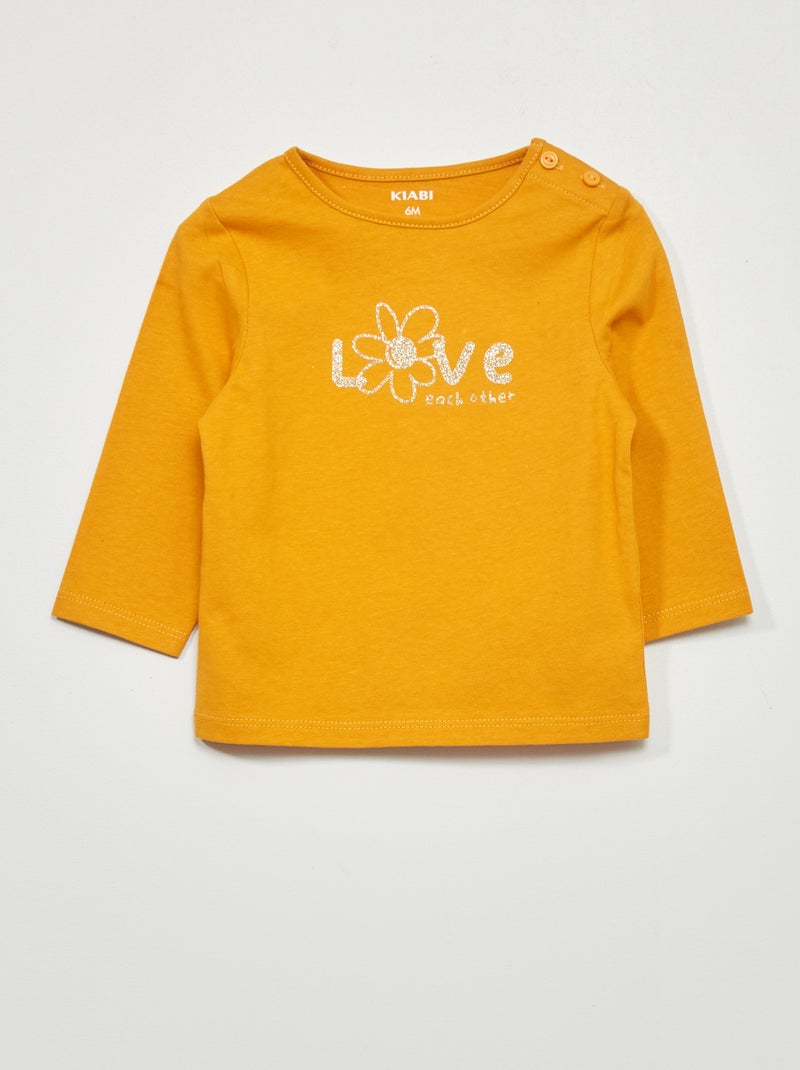 Camiseta estampada de manga larga AMARILLO - Kiabi