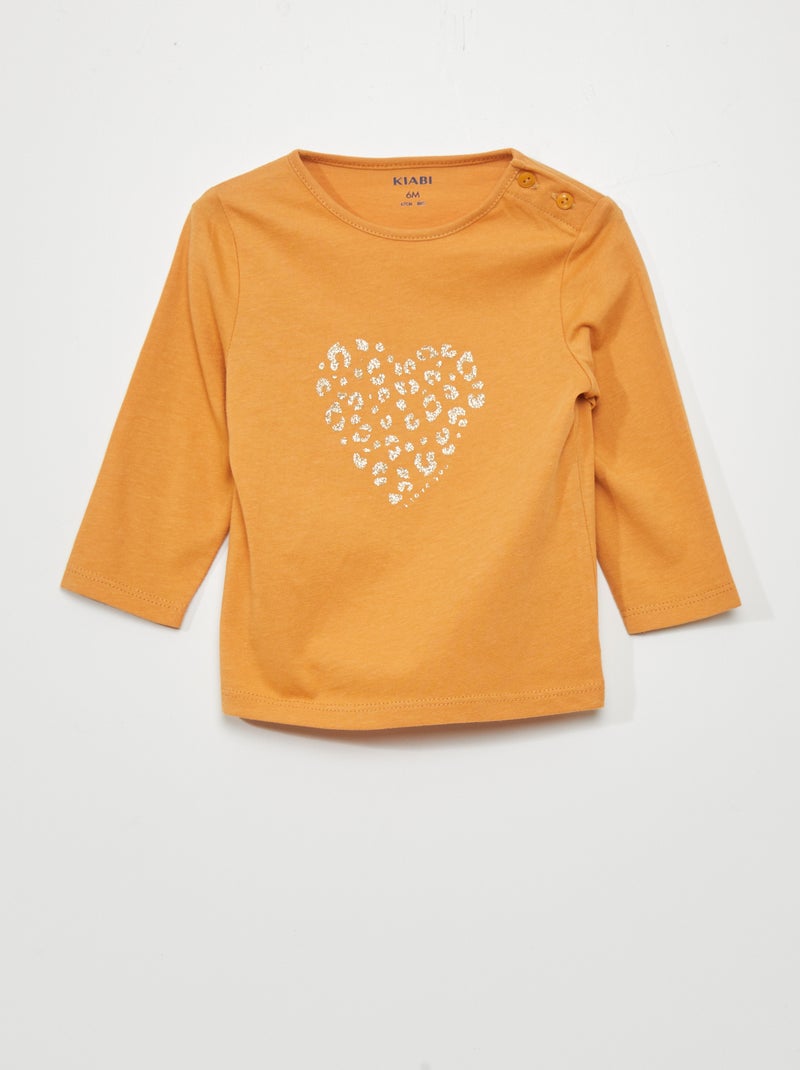 Camiseta estampada de manga larga AMARILLO - Kiabi