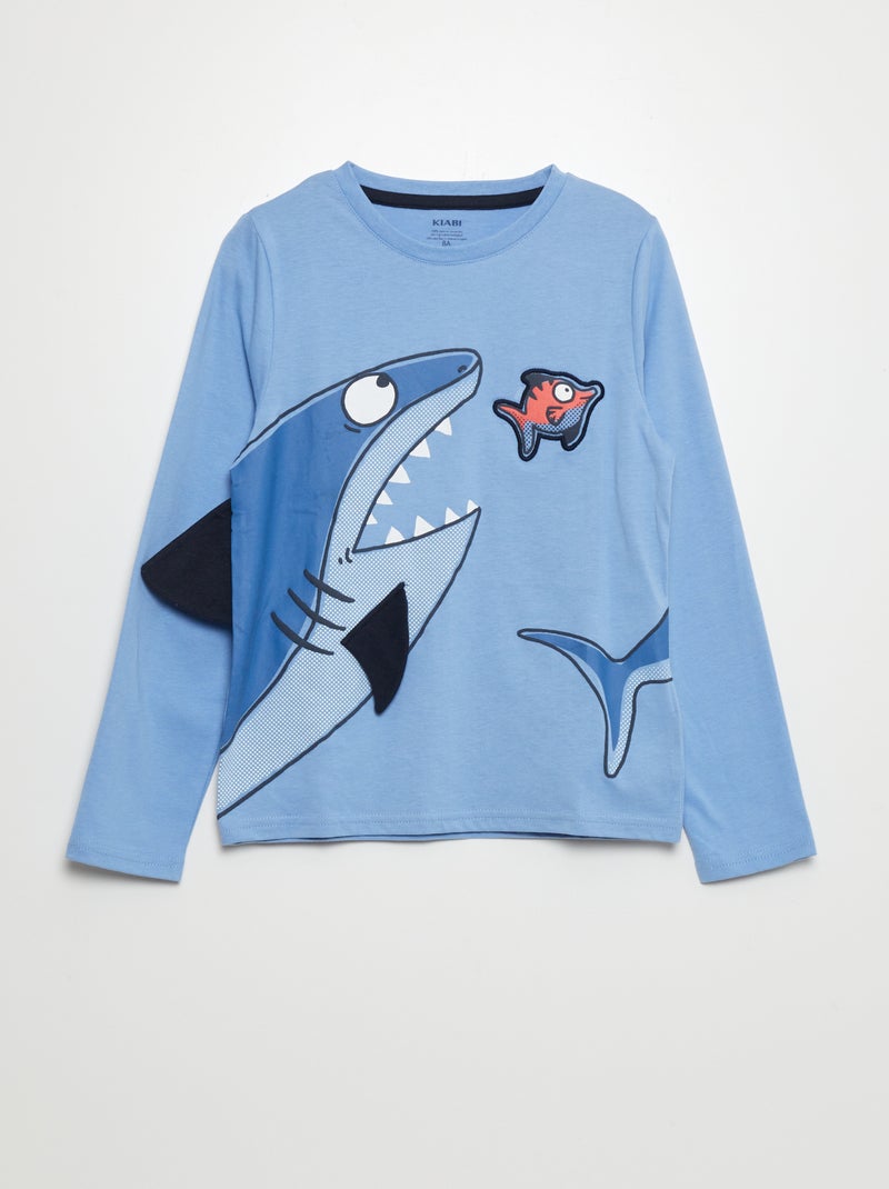 Camiseta estampada de manga larga AZUL - Kiabi