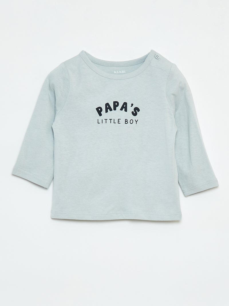 Camiseta estampada de manga larga Azul - Kiabi