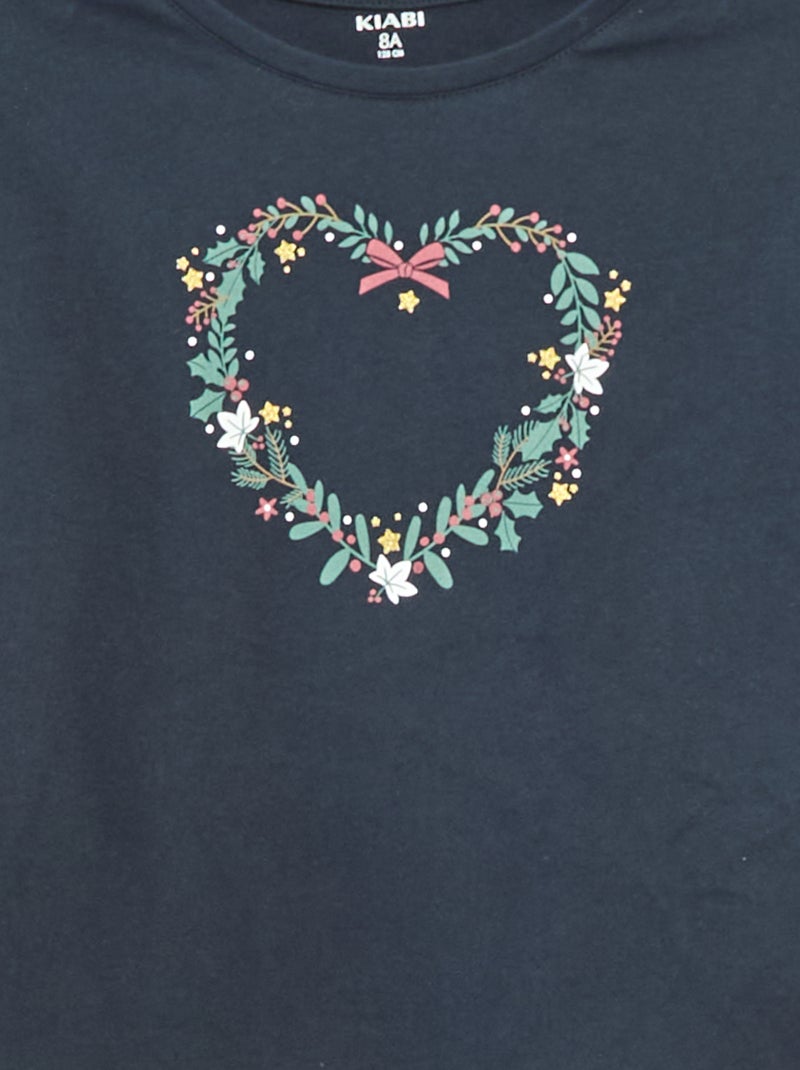 Camiseta estampada de manga larga Azul - Kiabi