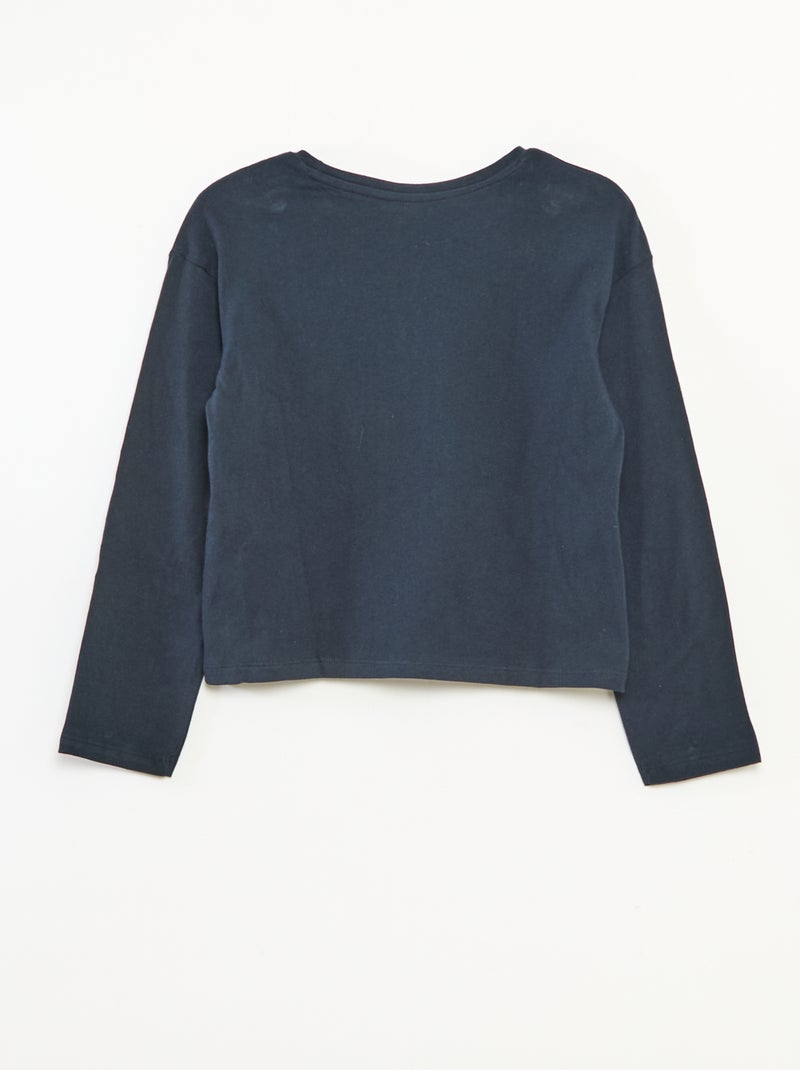 Camiseta estampada de manga larga Azul - Kiabi