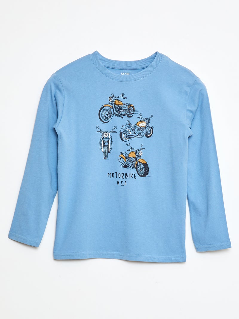 Camiseta estampada de manga larga Azul - Kiabi