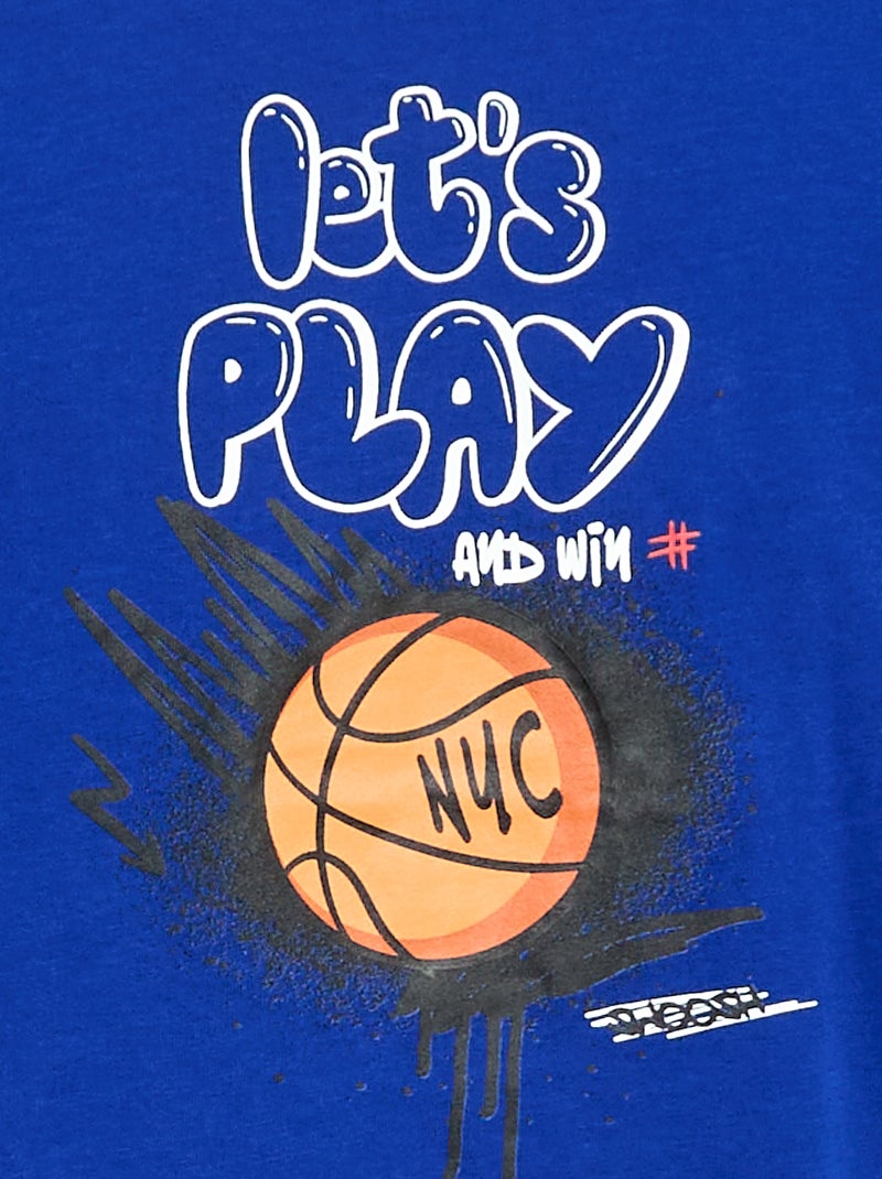 Camiseta estampada de manga larga Azul - Kiabi