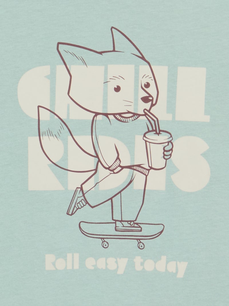 Camiseta estampada de manga larga Azul - Kiabi