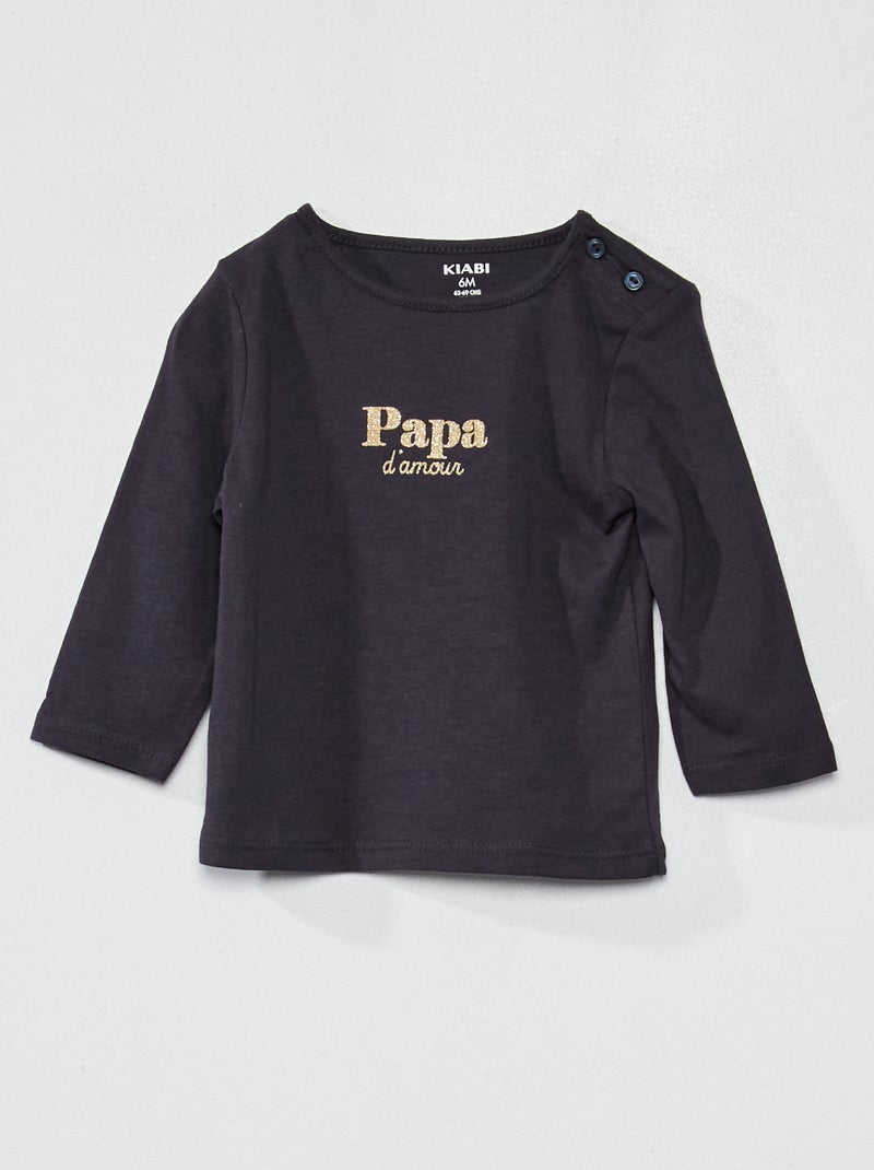 Camiseta estampada de manga larga AZUL - Kiabi