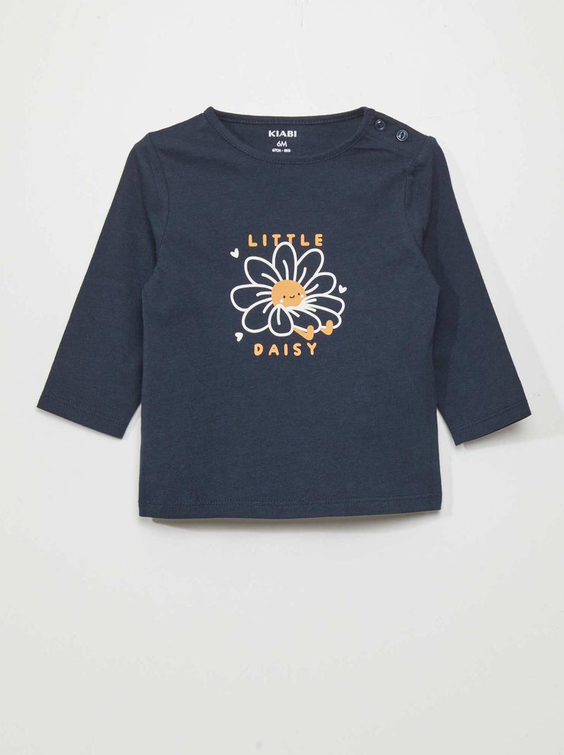 Camiseta estampada de manga larga AZUL - Kiabi