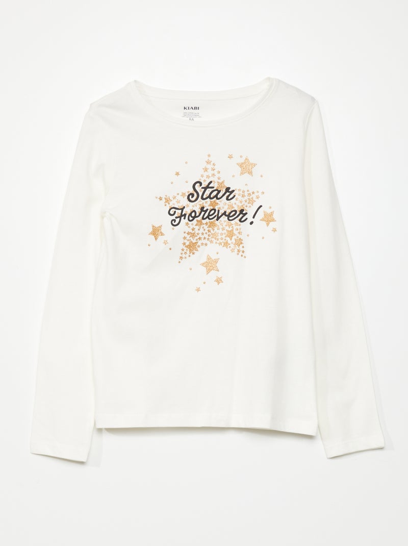 Camiseta estampada de manga larga BEIGE - Kiabi