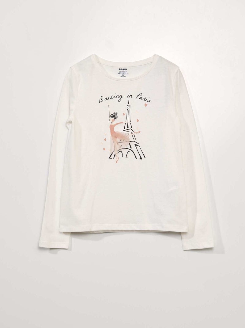 Camiseta estampada de manga larga BEIGE - Kiabi