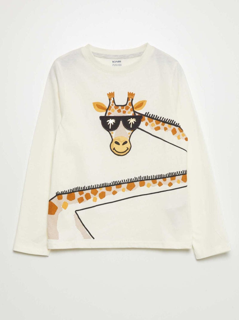 Camiseta estampada de manga larga BEIGE - Kiabi